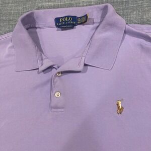 Ralph Lauren Polo Shirt Lavender Purple Mens Large Custom Fit Embroidered Pony